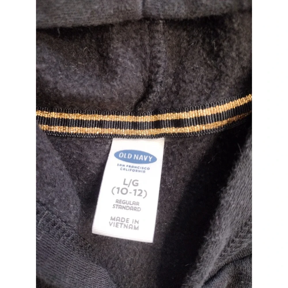 Old Navy Kids‎ Black Zip Up Hoodie Sweatshirt Dream Inspire Size L 10/12